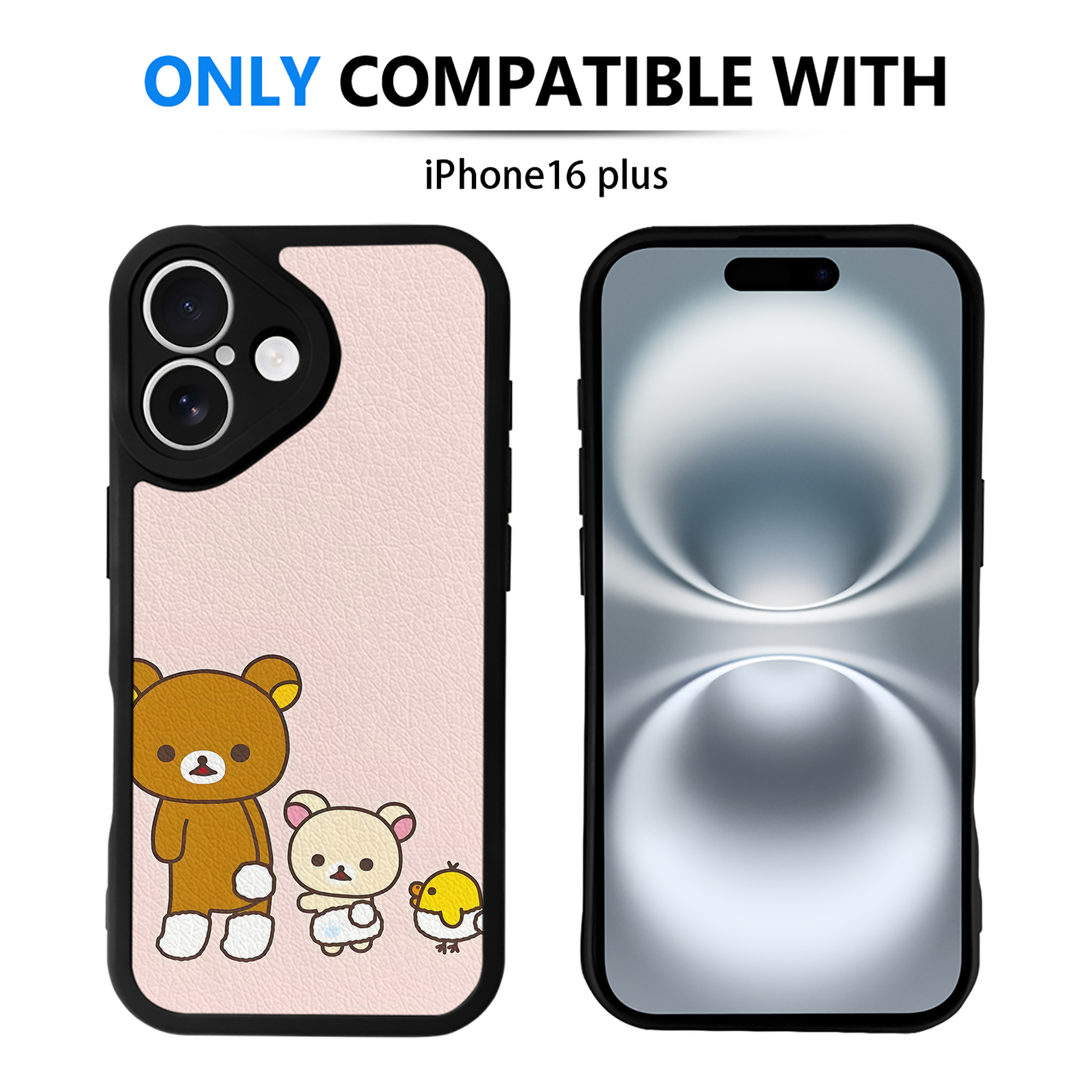 （画像用） リラックマ リラックマ キイロイトリ Rilakkuma Korilakkuma Kiiroitori 【iPhone 16シリーズ対応】シリコンスマホケース（レザー調） 材質：シリコン